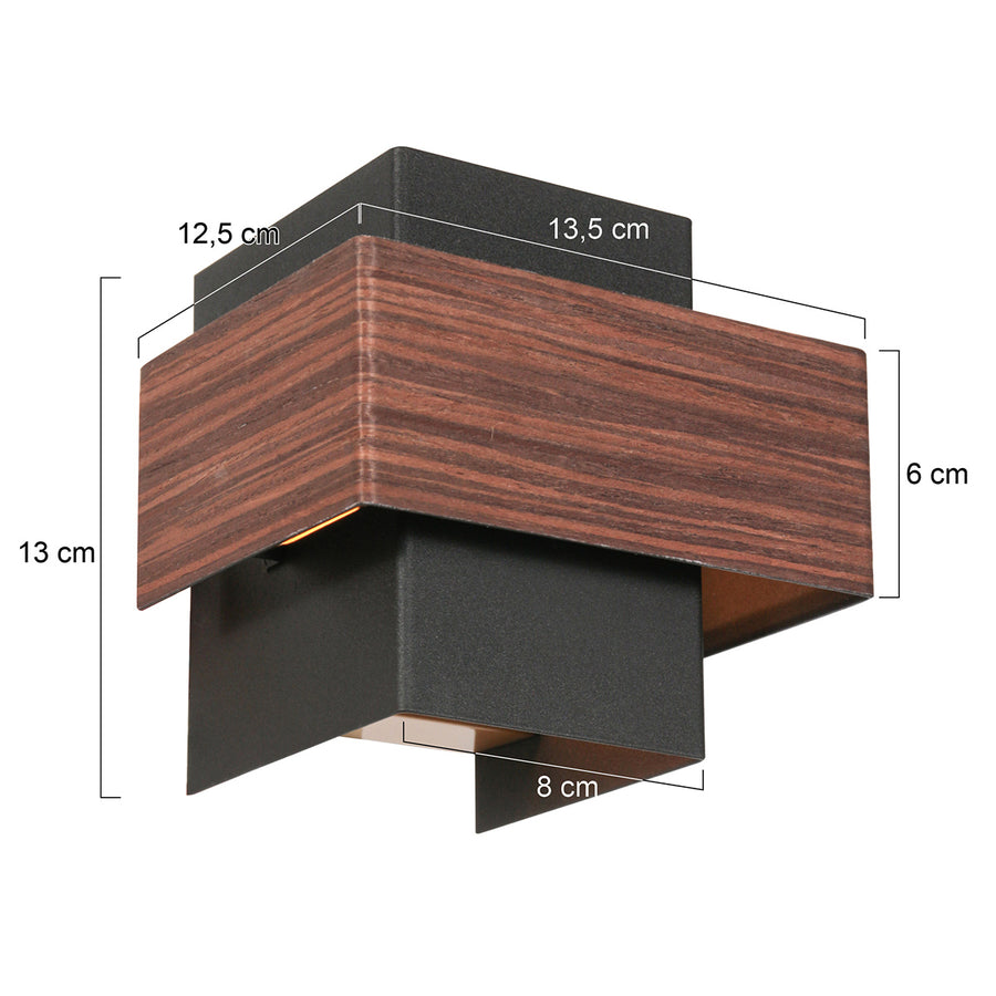 Wandlamp Muro 3367E Houtlook met G9 fitting inclusief lichtbron