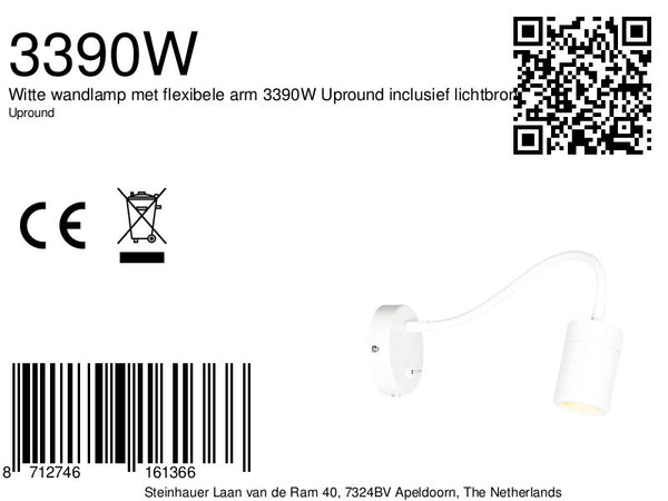 Wandlamp Upround 3390W Wit