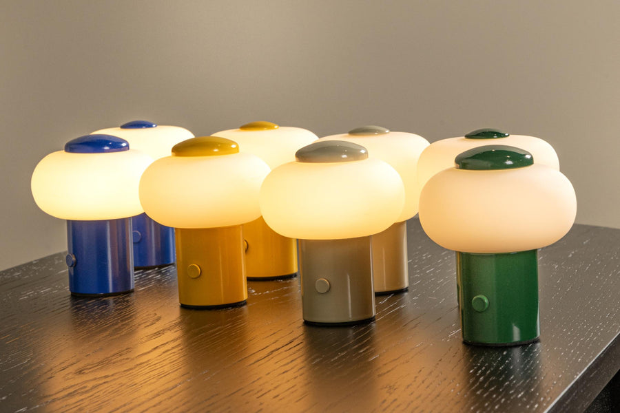 Lucide GUSTAV oplaadbare LED-tafellamp met dimfunctie, Ø 8 cm, 0,8 W, geel
