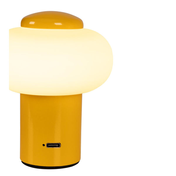 Lucide GUSTAV oplaadbare LED-tafellamp met dimfunctie, Ø 8 cm, 0,8 W, geel