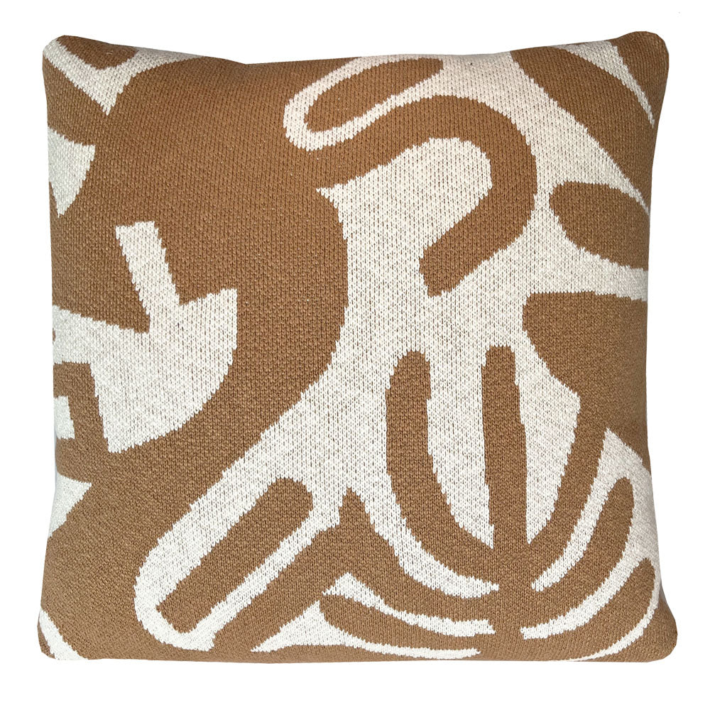 Malagoon sierkussen floral victory - fudge - 50x50cm 100% biologisch katoen