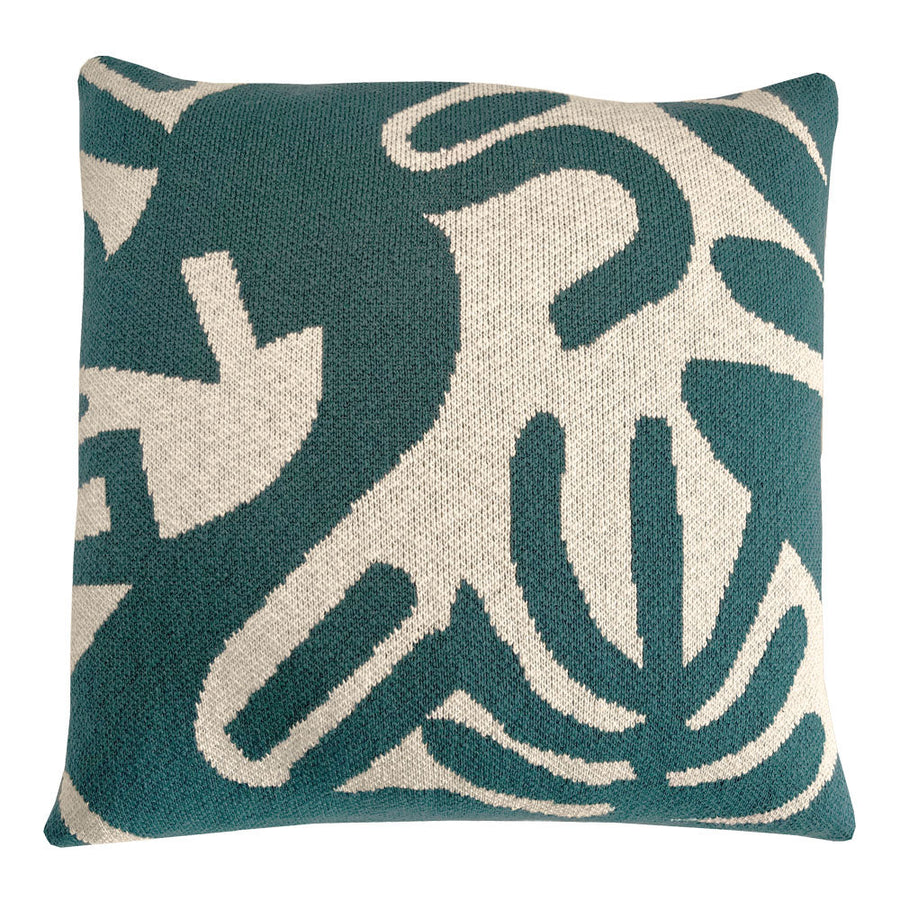 Malagoon sierkussen floral victory - groen - 50x50cm 100% biologisch katoen