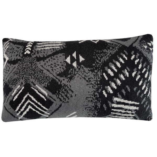 Malagoon sierkussen funny block dye - zwart - 35x60cm 100% biologisch katoen