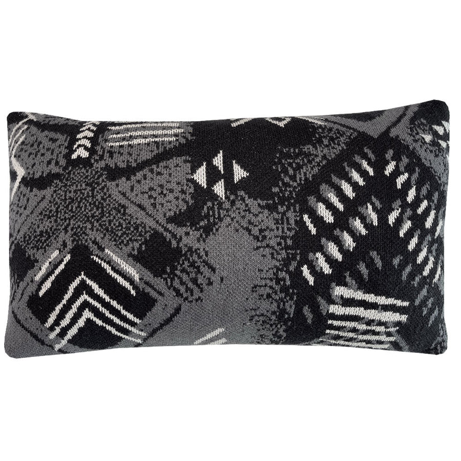 Malagoon sierkussen funny block dye - zwart - 35x60cm 100% biologisch katoen