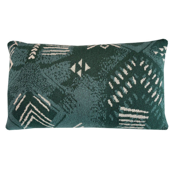 Malagoon sierkussen funny block dye - groen - 35x60cm 100% biologisch katoen