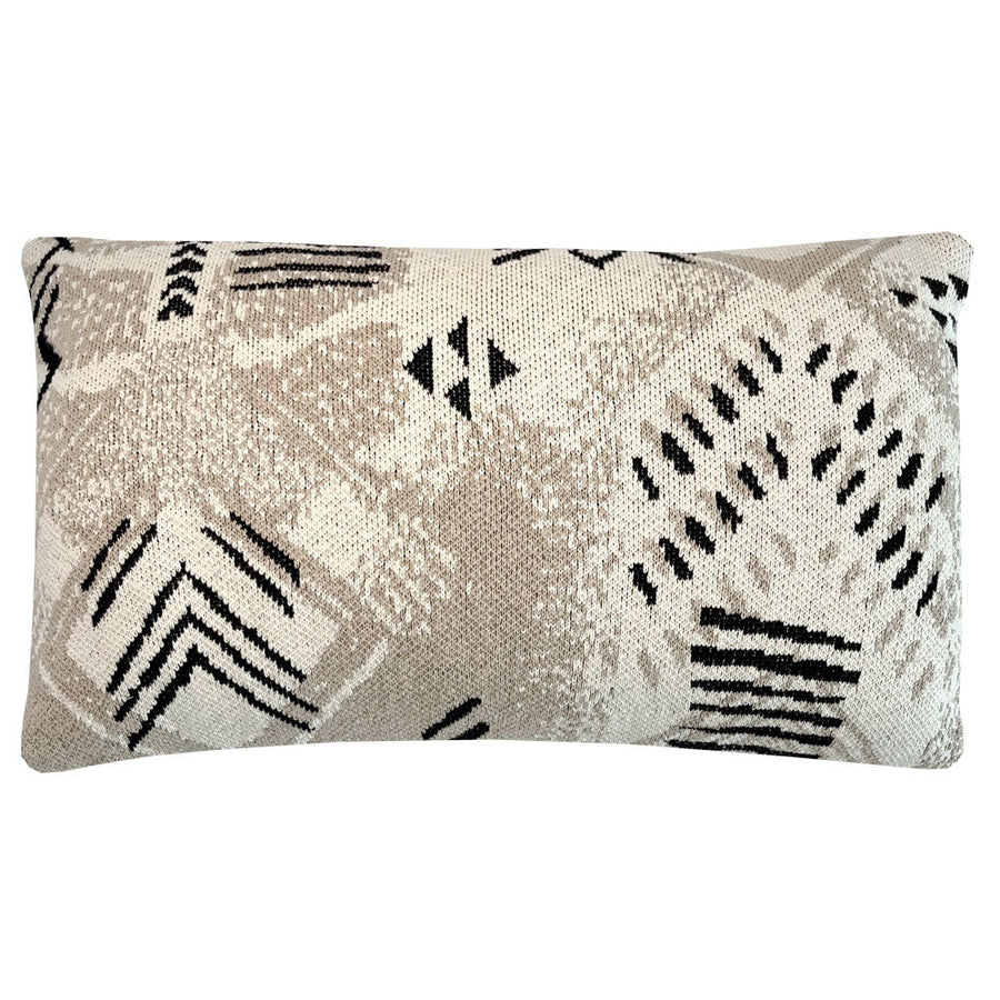 Malagoon sierkussen funny block dye - gebroken wit - 35x60cm 100% biologisch katoen