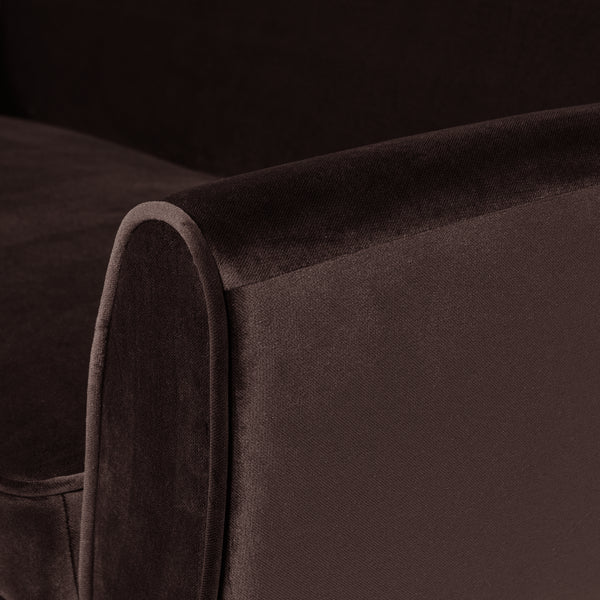 Rocco zitbank 187 cm velvet donkerbruin
