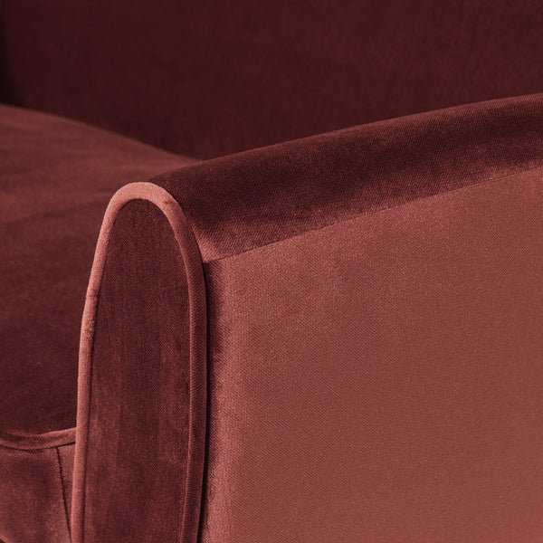 Rocco zitbank 187 cm velvet bordeauxrood