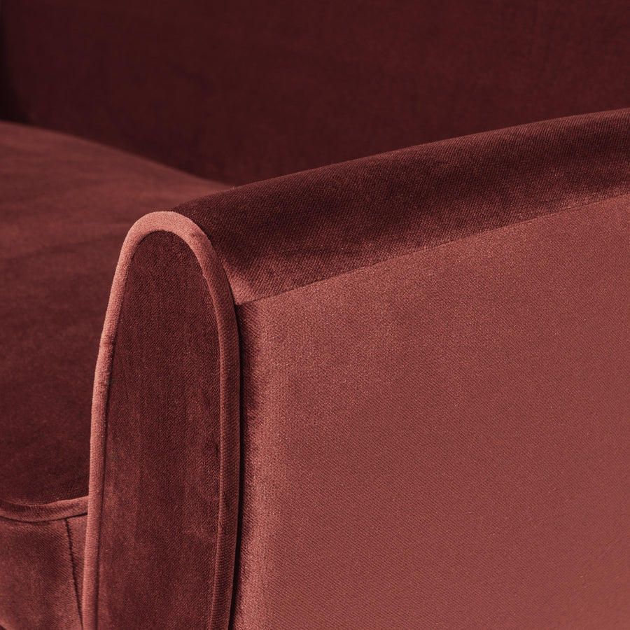 Rocco zitbank 187 cm velvet bordeauxrood