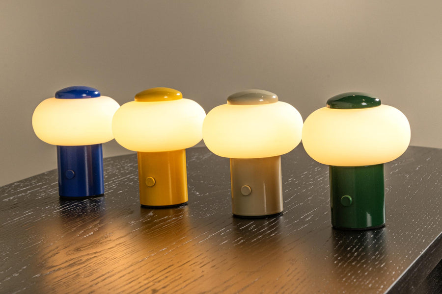 Lucide GUSTAV oplaadbare LED-tafellamp met dimfunctie, Ø 8 cm, 0,8 W, blauw