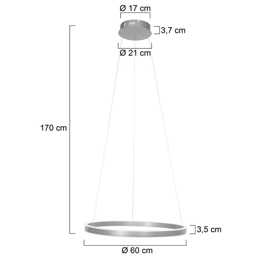 Hanglamp Ringlux 3502ST Staal 60cm