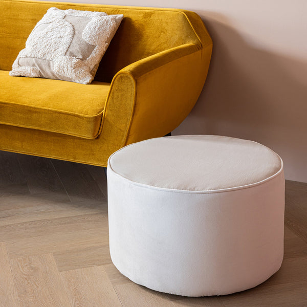 SARA POEF LAAG 36xO60 CM VELVET OFF WHITE [fsc]