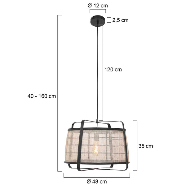 Hanglamp capos 3511zw zwart met jutte e27 fitting