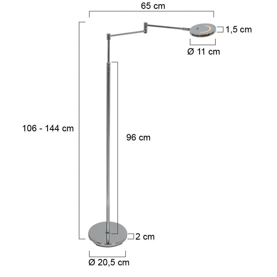Soleil 3515CH vloerlamp – oplaadbaar LED-design in chroom