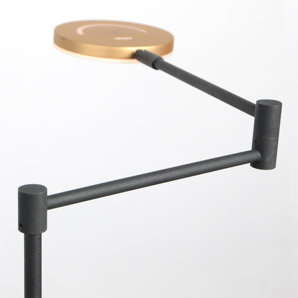 Zwarte vloerlamp Soleil 3515GO met goudkleurige details – Oplaadbare accu en zwenkarm