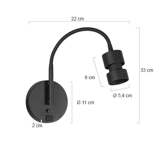 Wandl. 1-l. GU10 + USB-A *M*
