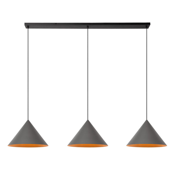 Lucide SPITZE hanglamp 3 × E27, grijs