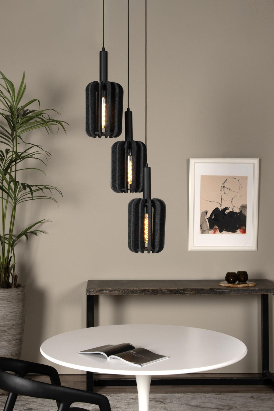 Lucide RAFAL hanglamp Ø 50 cm, 3 × E27, grijs