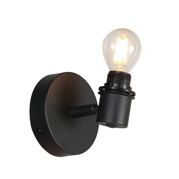 Spot wandlamp bambus 3665zw zwarte spot zonder kapje
