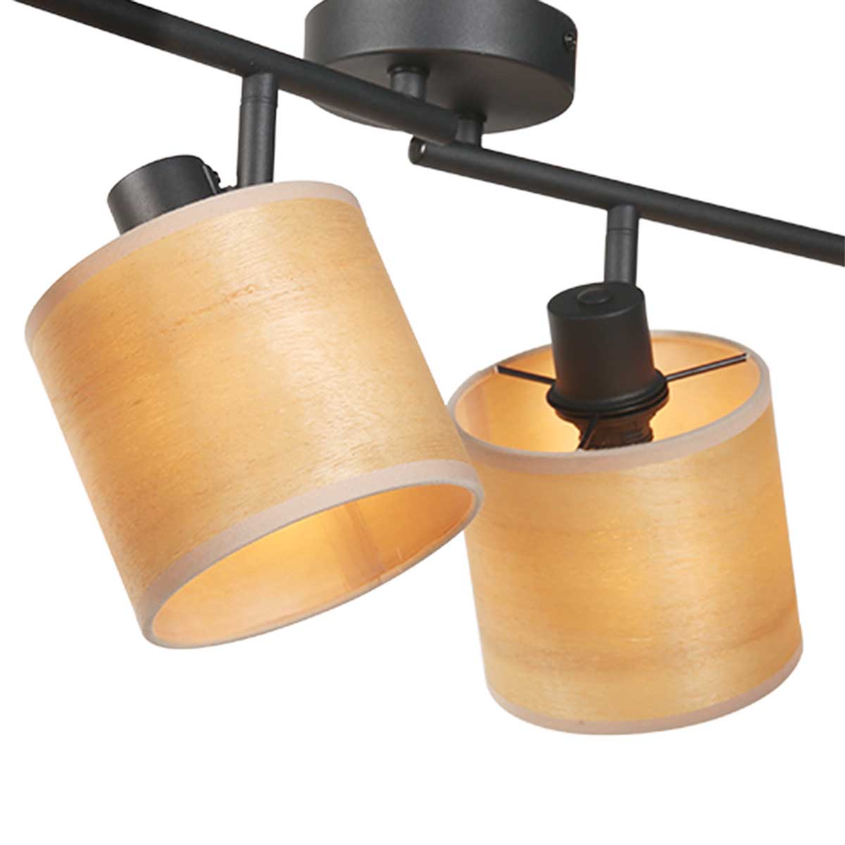 Plafondspot bambus 3668zw zwart 4 lichts zonder kapjes