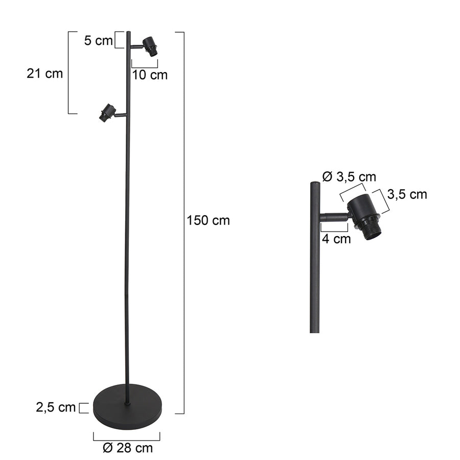 Vloerlamp bambus 3670zw zwart 2 lichts
