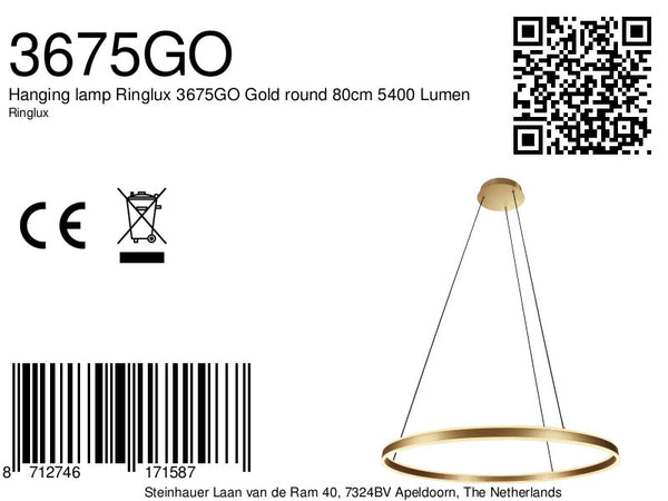 Hangl. 1-l. Round LED 80cm