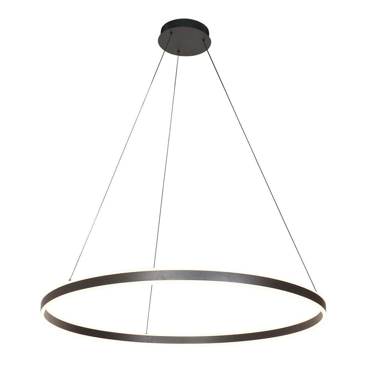 Hanglamp Ringlux 3676ZW Zwart rond 100cm 7200 Lumen