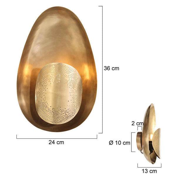 Bronskleurige wandlamp brassi ovaal 3680br met grote fitting