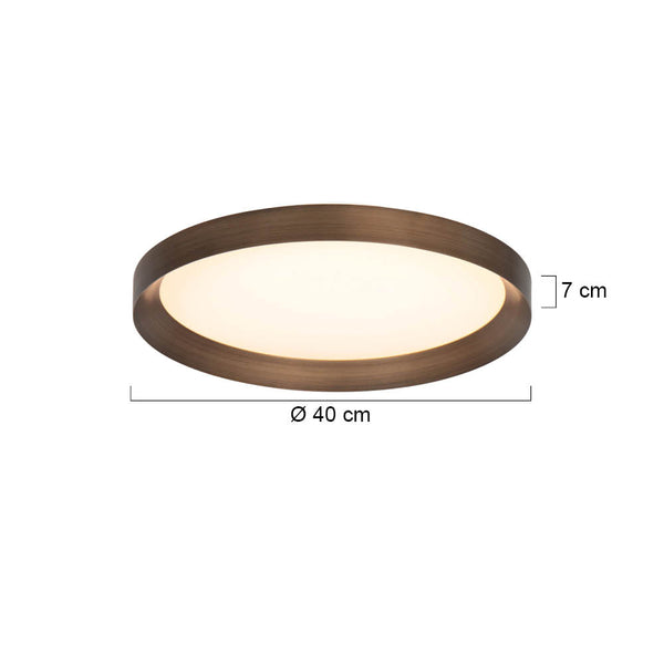 Plafondlamp flady 3685br bronzen led lamp ø40 cm met uplight