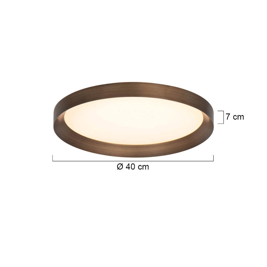 Plafondlamp flady 3685br bronzen led lamp ø40 cm met uplight