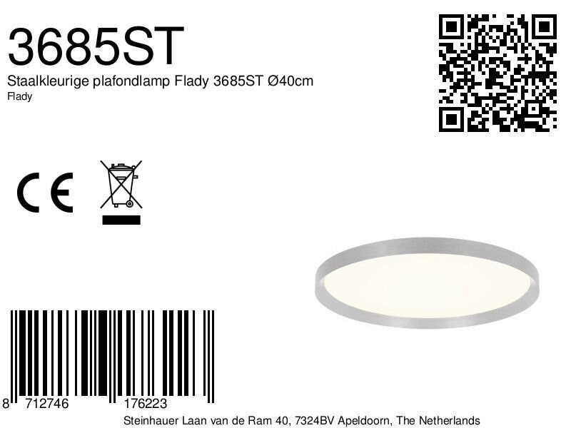 Plafondlamp flady 3685st stalen led lamp ø40 cm met uplight
