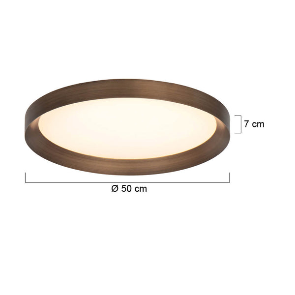 Plafondlamp flady 3686br bronzen led lamp ø50 cm met uplight