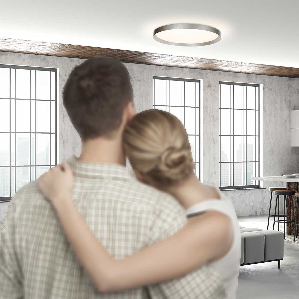 Plafondlamp flady 3686st stalen led lamp ø50 cm met uplight