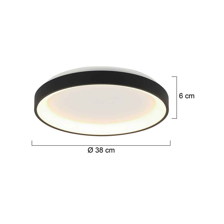 Plafondlamp Ringlede 3691ZW Zwart goed dimbaar