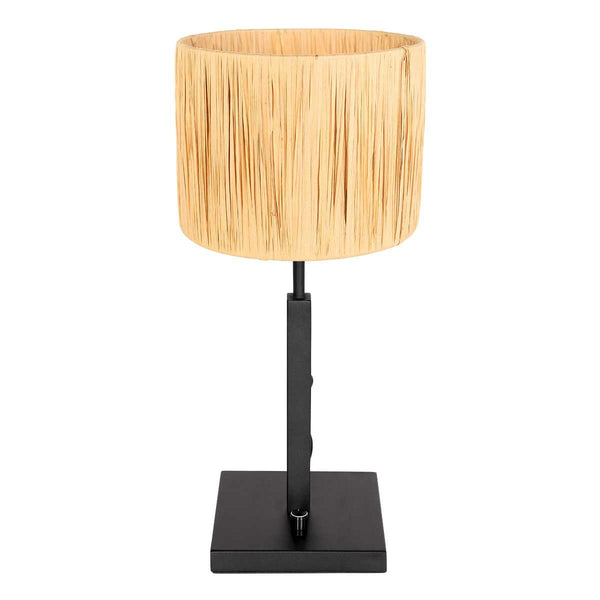 Zwarte tafellamp Stang 3708ZW met draai schakelaar en naturel gras kap
