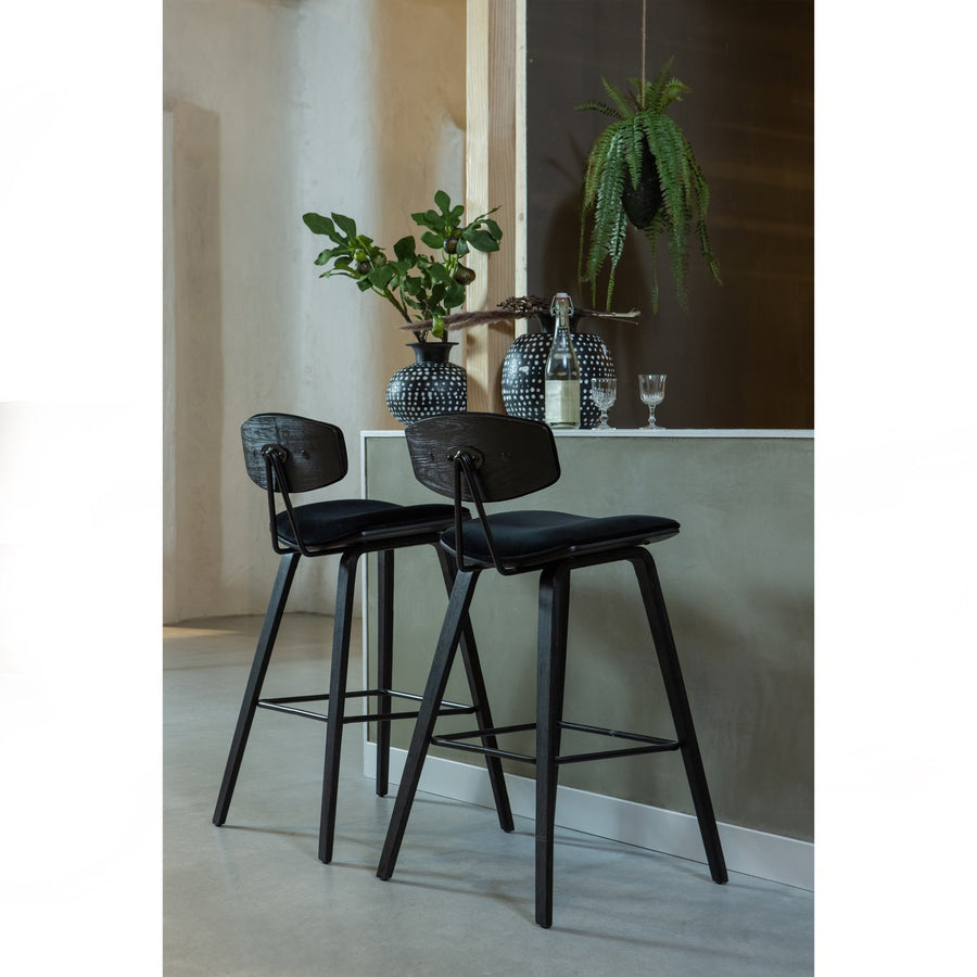 Senn barstoel velvet zwart - set van 2
