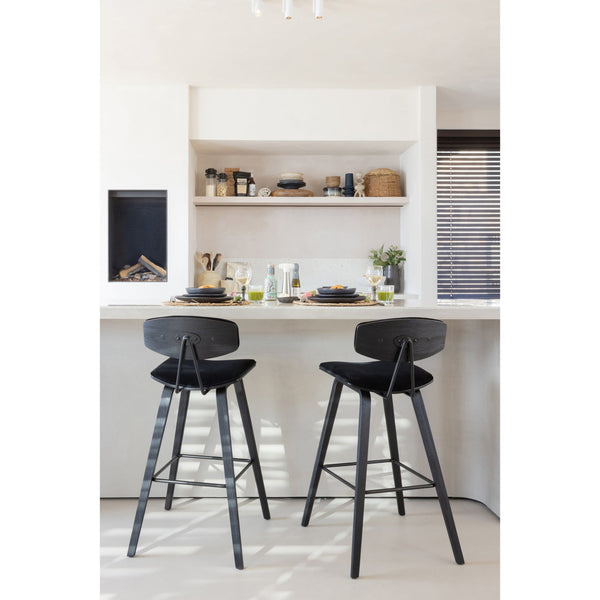 Senn barstoel velvet zwart - set van 2