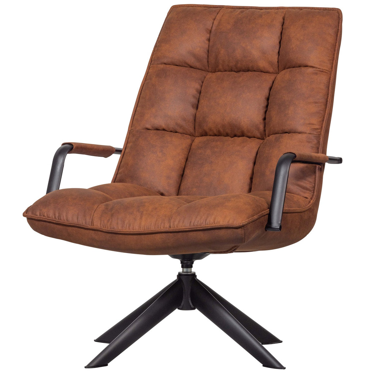 Jouke draaifauteuil met armleuning leerlook cognac