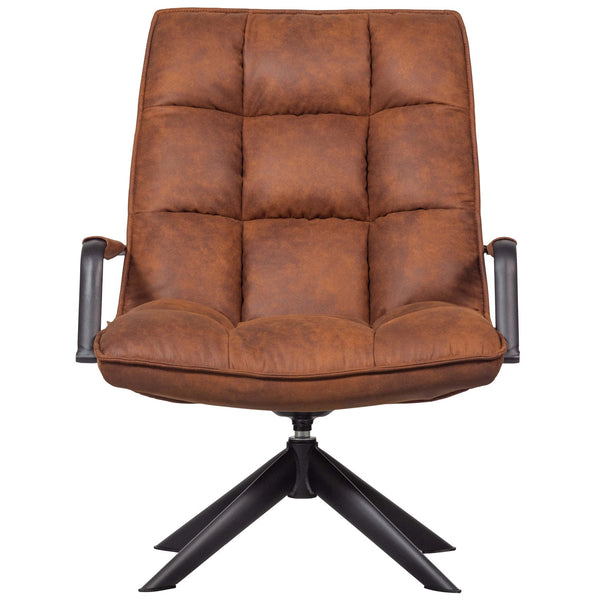 Jouke draaifauteuil met armleuning leerlook cognac
