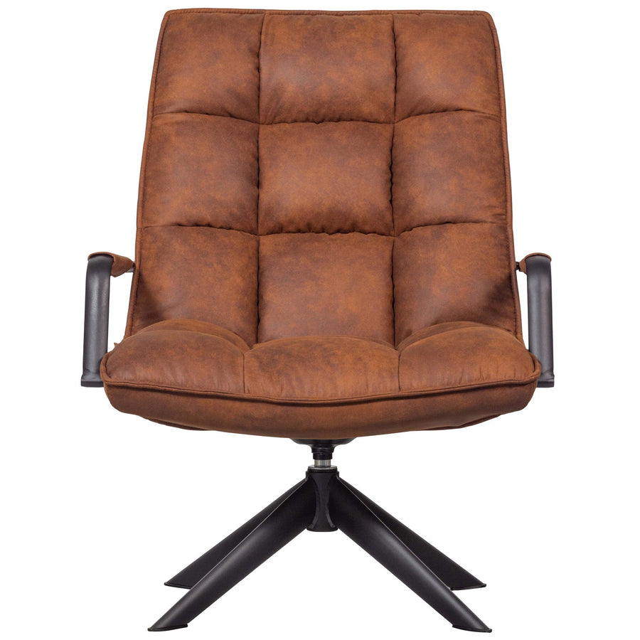 Jouke draaifauteuil met armleuning leerlook cognac