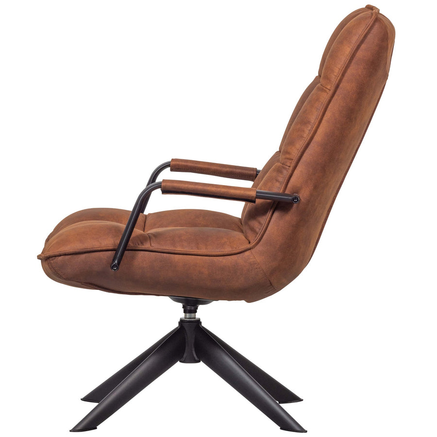 Jouke draaifauteuil met armleuning leerlook cognac