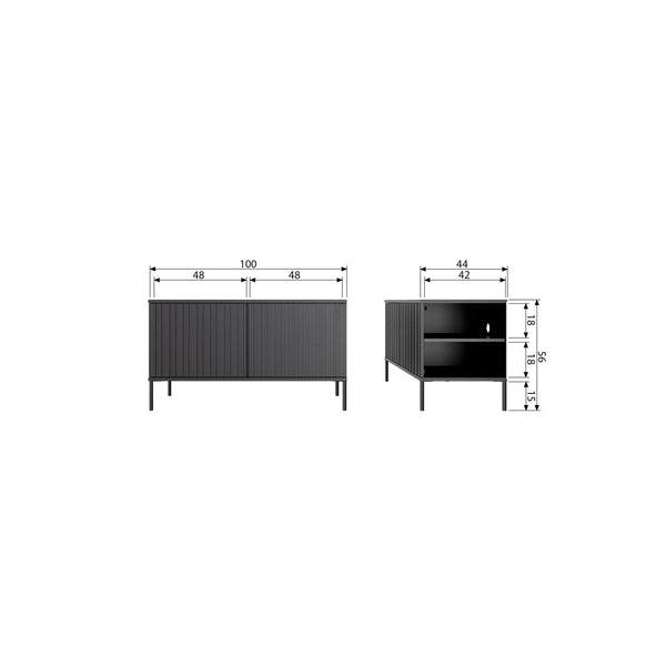 NEW GRAVURE TV MEUBEL 100 CM GRENEN ZWART [fsc]