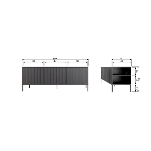 New gravure tv-meubel 150 cm grenen zwart