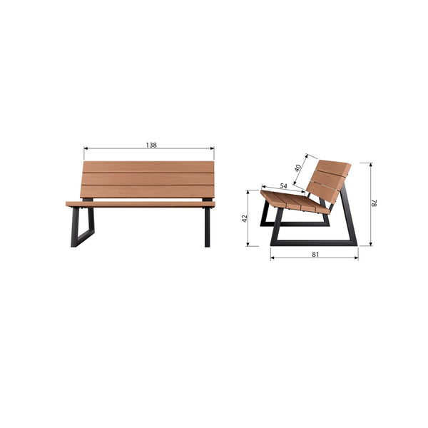 Banco tuinbank ayous hout/metaal naturel