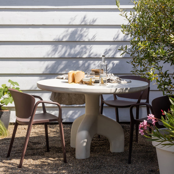 Bent tuinstoel kunststof paars/bruin - set van 2