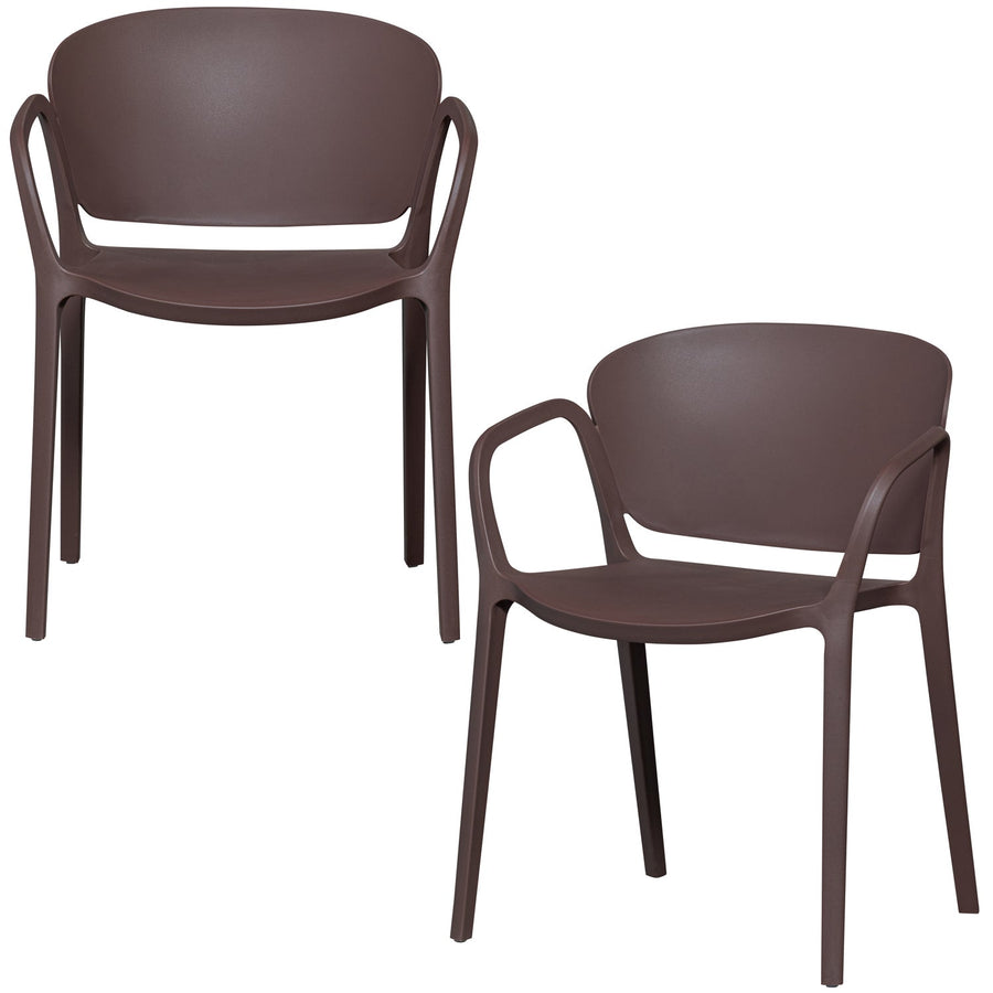 Bent tuinstoel kunststof paars/bruin - set van 2