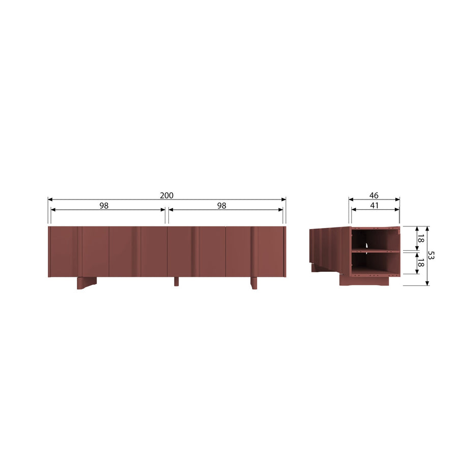 BASU TV MEUBEL 200 CM GRENEN BORDEAUXROOD [fsc]