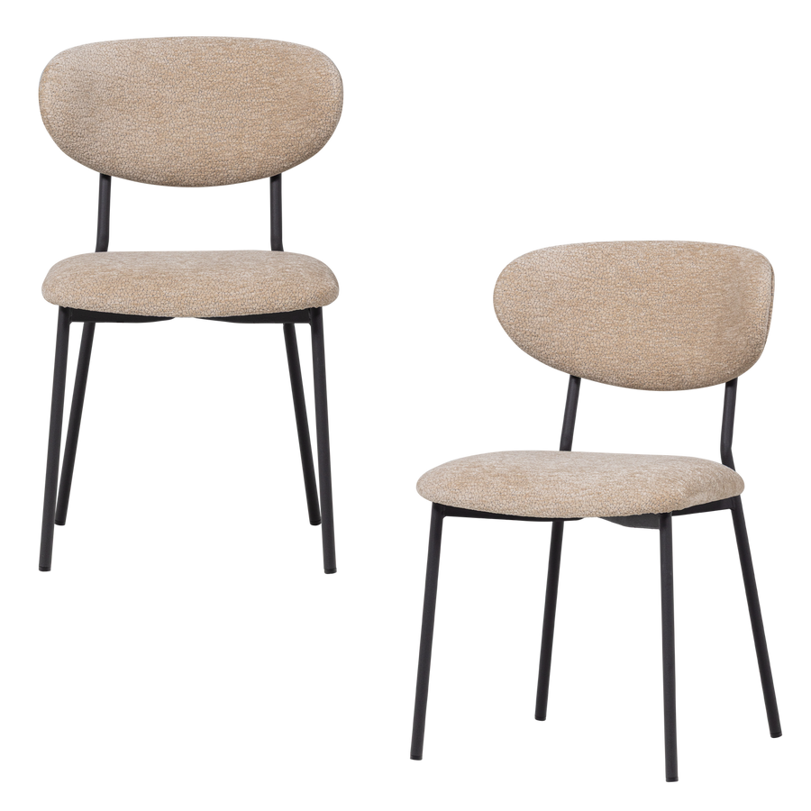 Kjeld eetkamerstoel chenille structuur naturel (set of 2)