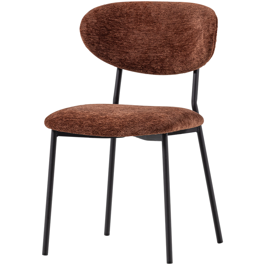 Kjeld eetkamerstoel chenille structuur bruin (set of 2)