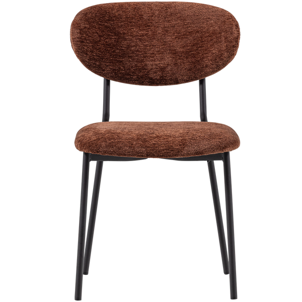 Kjeld eetkamerstoel chenille structuur bruin (set of 2)